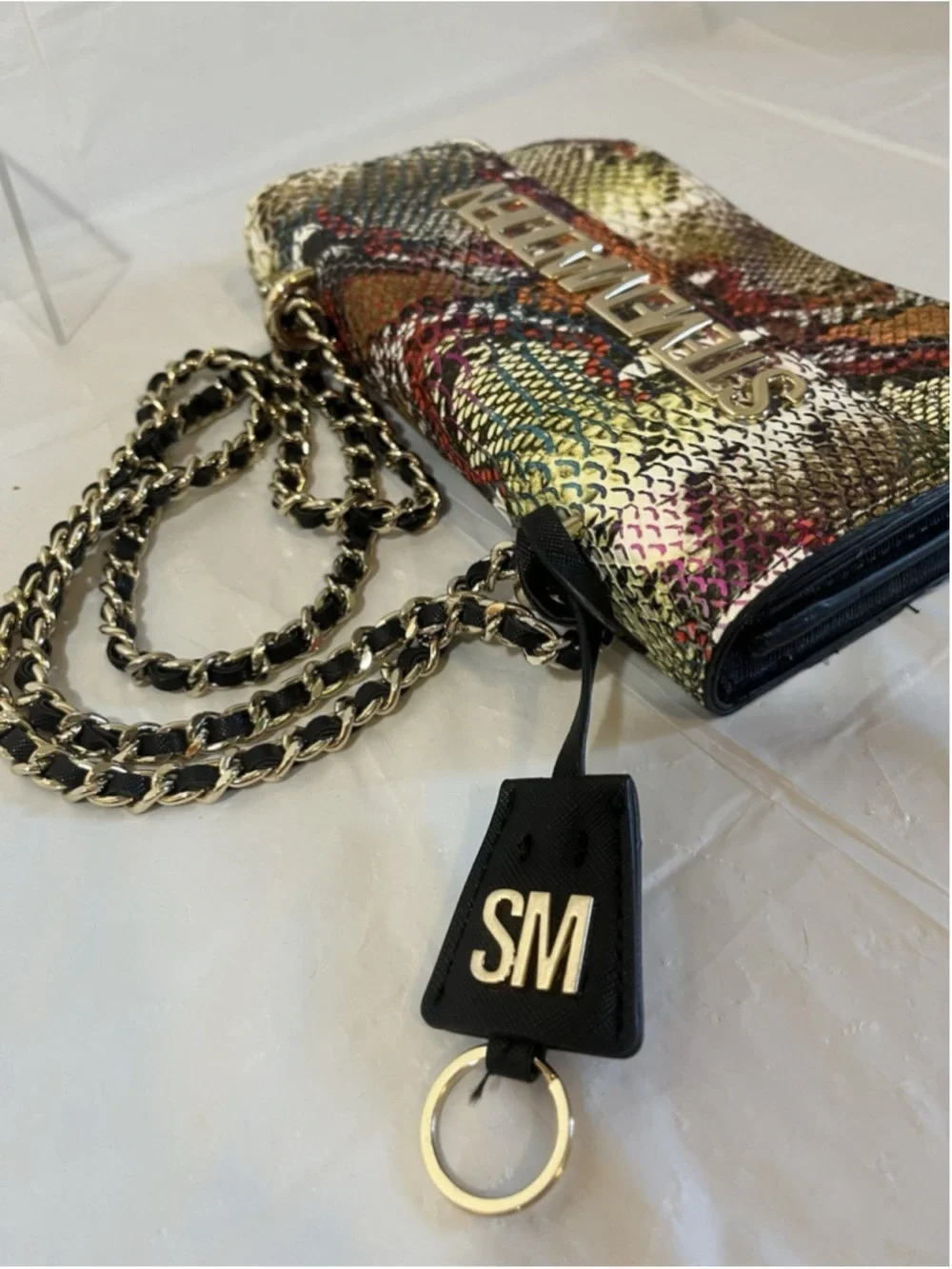 Steve Madden BVANTASTIC Rainbow Snake Print Crossbody chain strap new